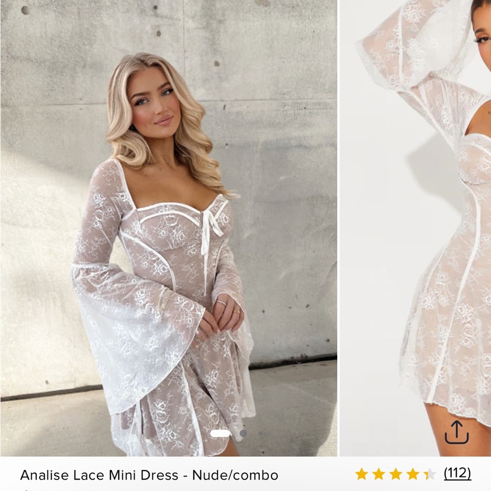 Analise Lace Mini Dress - Nude/combo